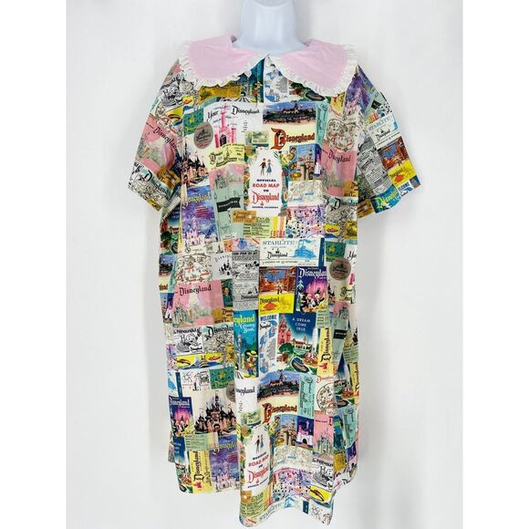 NEW Disneyland Dress Womens XL Pink Disney100 Mickey Mouse‎ All Over Print Midi - Picture 1 of 8